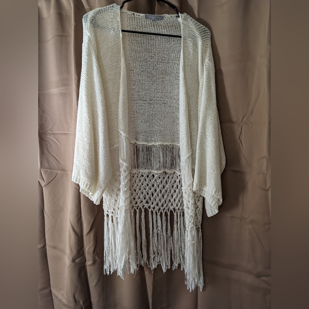 Cream color Fringe cardigan